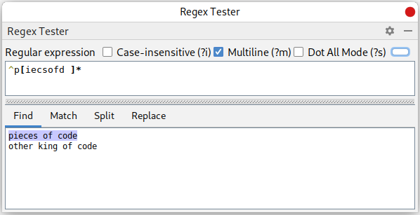 Regexp Tester plugin